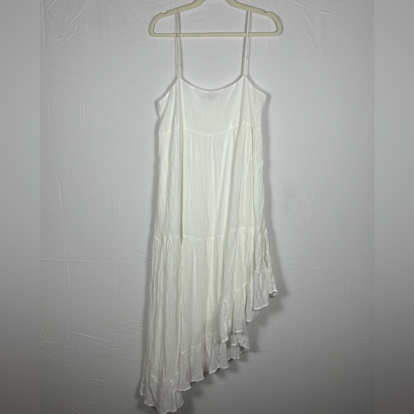 NWOT Lulus Boardwalk Bliss White Tiered Asymmetrical Midi Dress- M - Picture 6 of 13